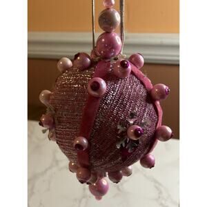 Vintage Push Pin Ornament Pink Fabric Wrapped